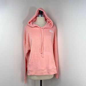 Love & Sports Pink Velour Hooded Sweatshirt L 12/14 Pullover Activewear Groove